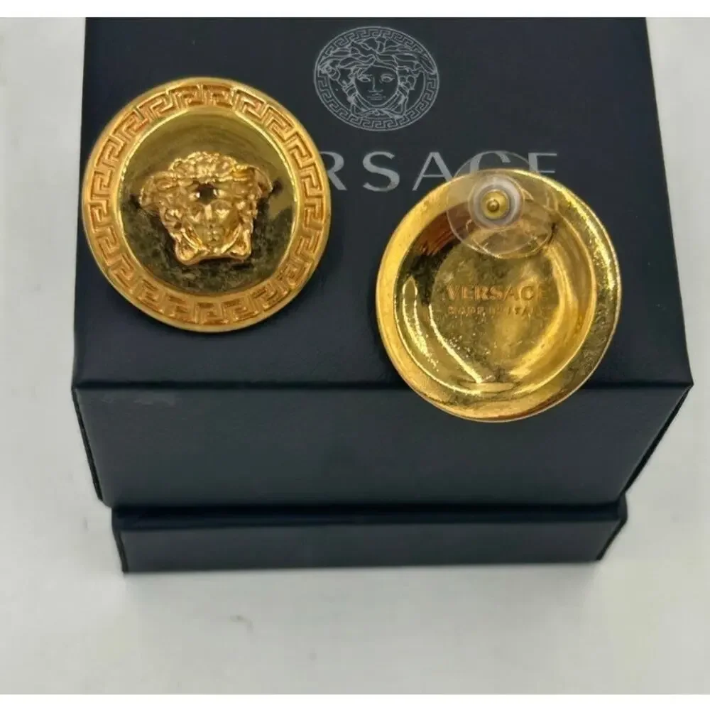Women's Versace Medusa tribute gold pierced earrings made in Italy